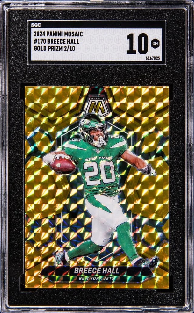 2024 Panini Mosaic Breece Hall Gold Prizm #170 card image