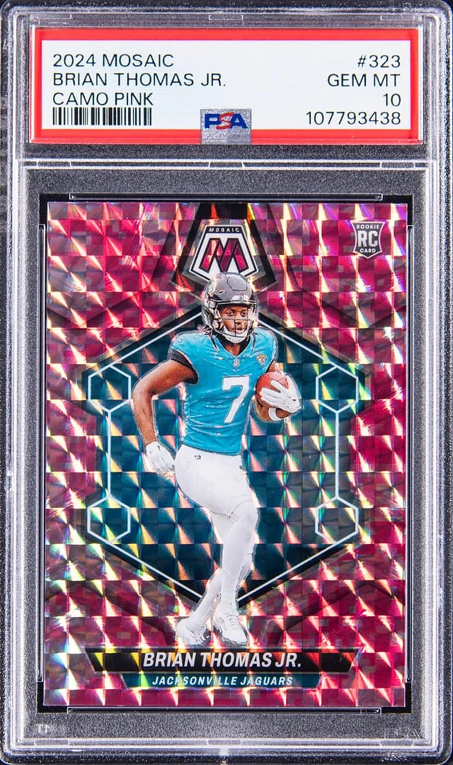 2024 Panini Mosaic Brian Thomas Jr. Camo Pink #323 card image