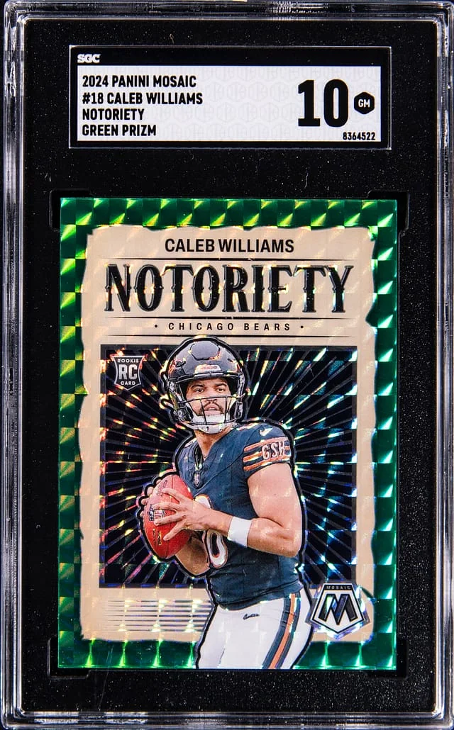 2024 Panini Mosaic Caleb Williams Notoriety-Green Prizm #18 card image