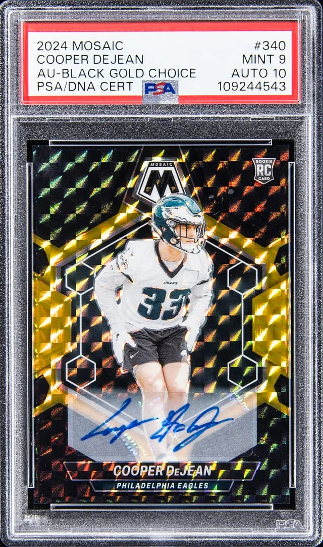 2024 Panini Mosaic Cooper DeJean Autograph Black Gold Choice #340 card image