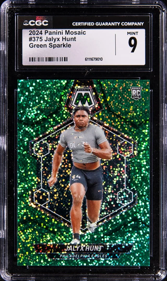 2024 Panini Mosaic Jalyx Hunt Green Sparkle #375 card image