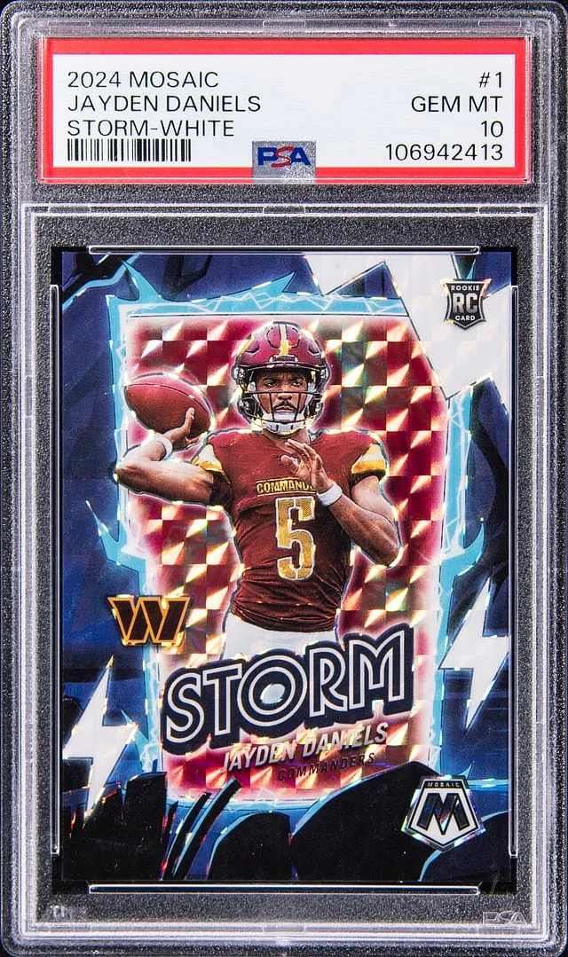 2024 Panini Mosaic Jayden Daniels Storm White Mosaic #1 card image
