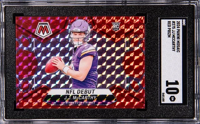 2024 Panini Mosaic J.J. McCarthy Red Prizm #275 card image