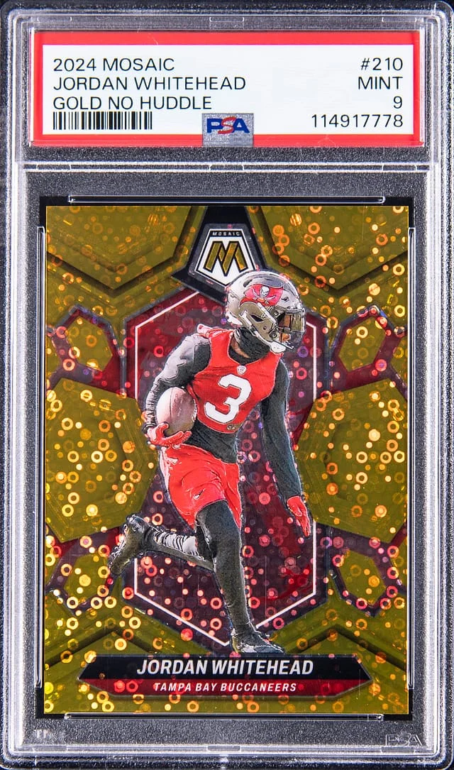 2024 Panini Mosaic Jordan Whitehead Gold No Huddle #210 card image