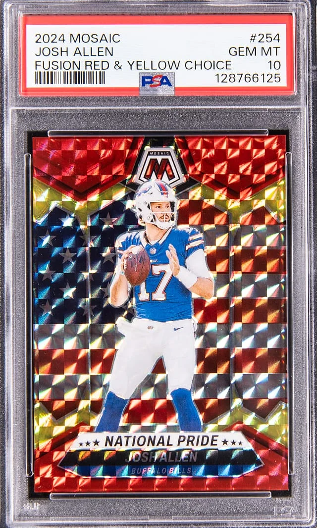 2024 Panini Mosaic Josh Allen Fusion Red & Yellow Choice #254 card image