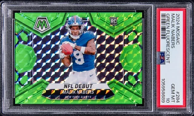2024 Panini Mosaic Malik Nabers Green Fluorscent #284 card image