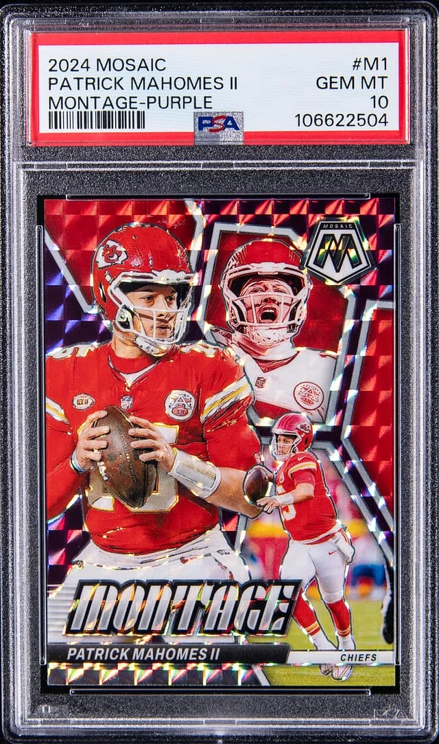 2024 Panini Mosaic Patrick Mahomes II Montage Purple #M-1 card image