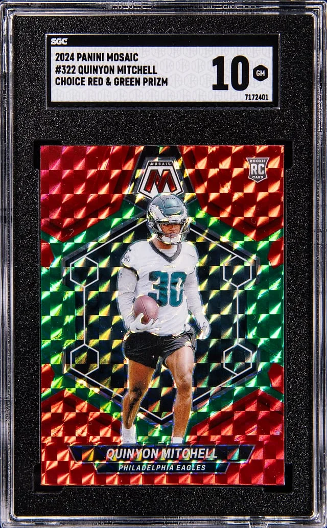 2024 Panini Mosaic Quinyon Mitchell Choice Red & Green Prizm #322 card image