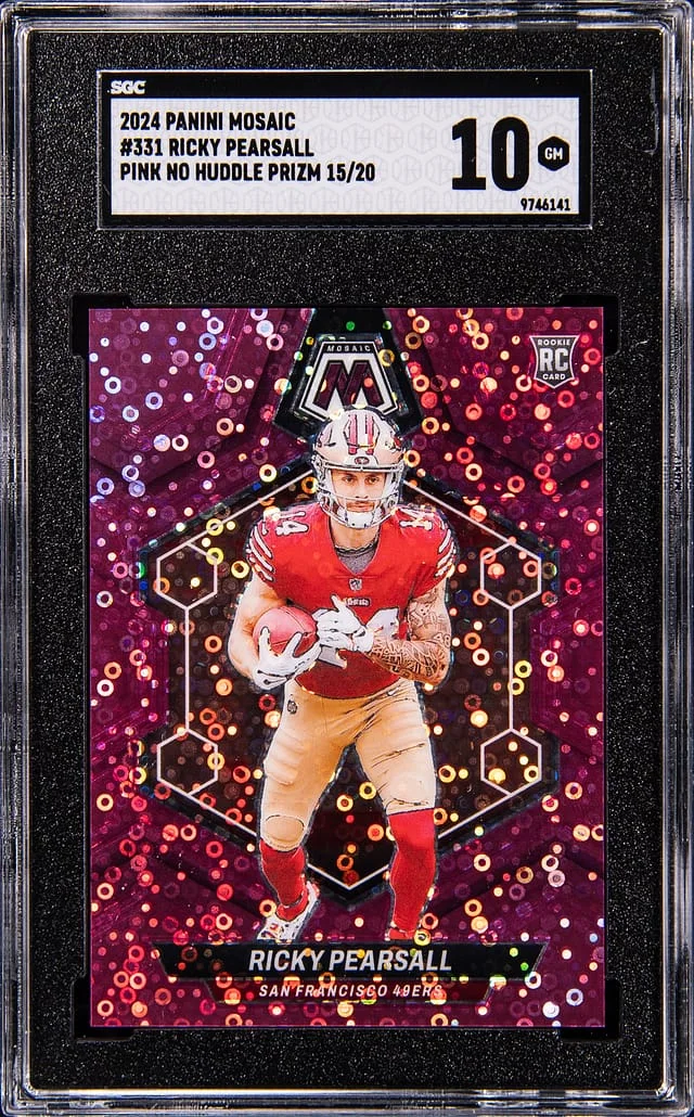 2024 Panini Mosaic Ricky Pearsall Pink No Huddle Prizm #331 card image