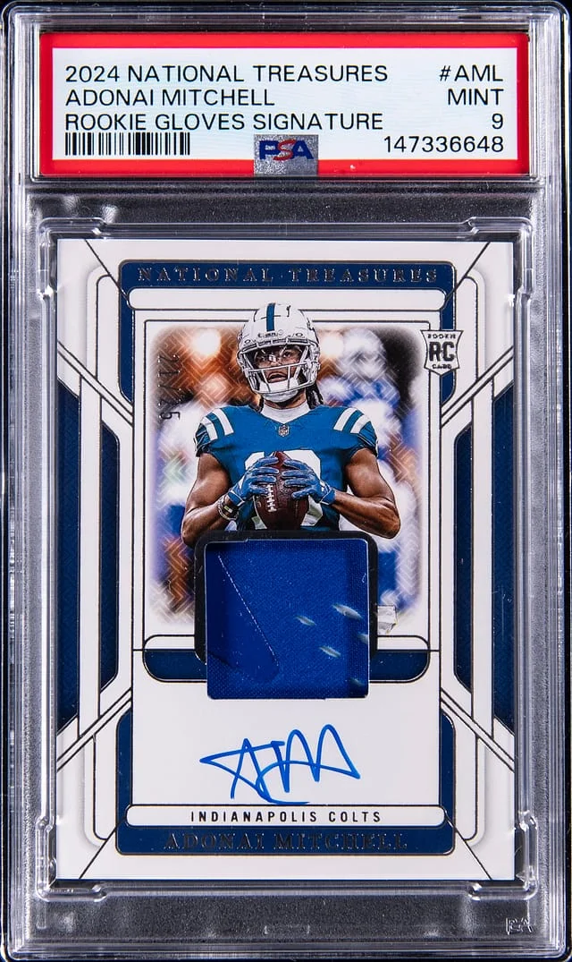 2024 Panini National Treasures Adonai Mitchell Patch Autograph (RPA) #RGS-AML card image