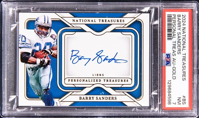 2024 Panini National Treasures Barry Sanders Personal Treasure Autograph Gold #PT-BS card image