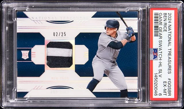 2024 Panini National Treasures Ben Rice Game Gear Swatch Holo Silver #GGS-BR card image
