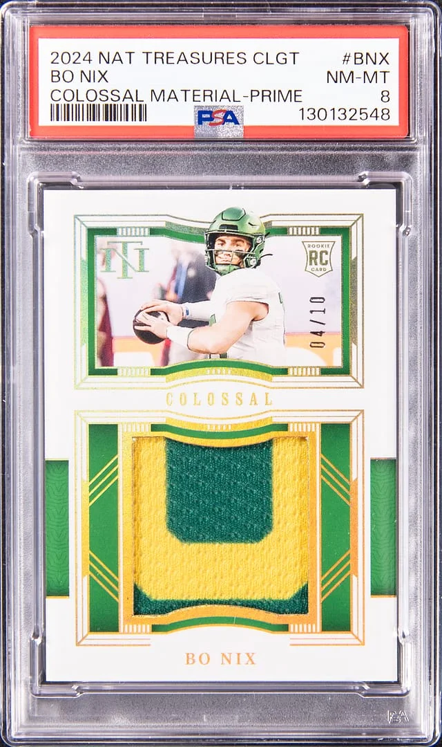2024 Panini National Treasures Bo Nix Collegiate Colossal Material Prime #CM-BNX card image