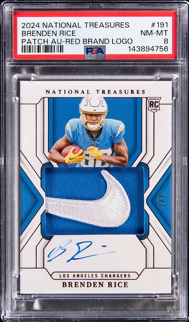 2024 Panini National Treasures Brenden Rice Patch Autograph #191 card image