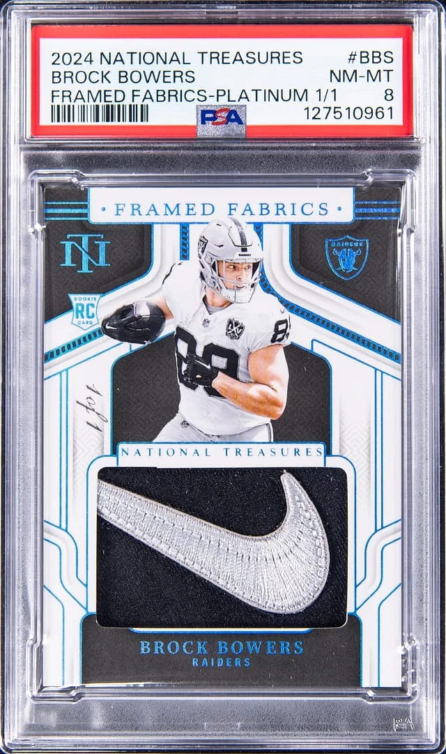 2024 Panini National Treasures Brock Bowers Framed Fabrics Platinum #FF-BBS card image