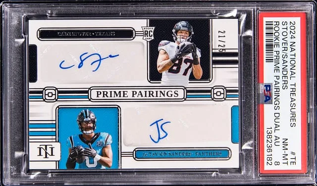 2024 Panini National Treasures Cade Stover/Ja'Tavion Sanders Prime Pairings Dual Autograph #RPP-TE card image