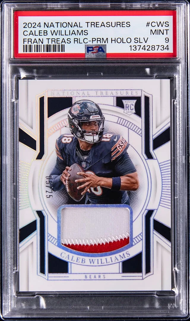 2024 Panini National Treasures Caleb Williams Franchise Treasures Relic Prime Holo Silver #FT-CWS card image