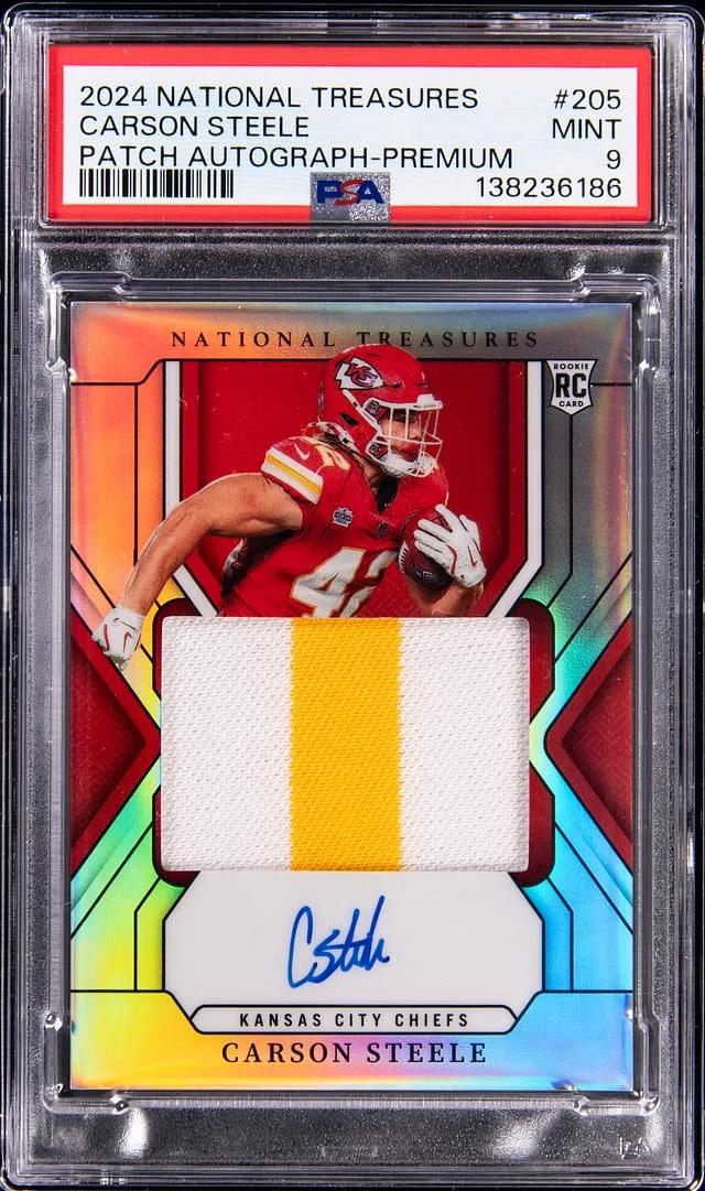 2024 Panini National Treasures Carson Steele Patch Autographs (RPA) Premium #205 card image