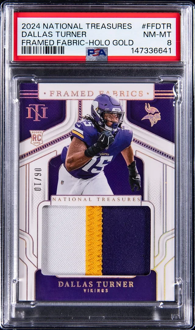 2024 Panini National Treasures Dallas Turner Framed Fabric Gold #FF-DTR card image