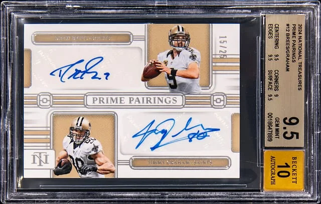 2024 Panini National Treasures Drew Brees/Jimmy Graham Prime Pairings #PP-NO card image
