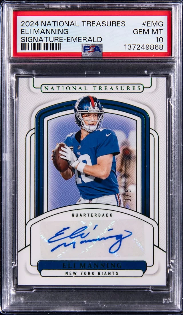 2024 Panini National Treasures Eli Manning Emerald #SIGS-EMG card image