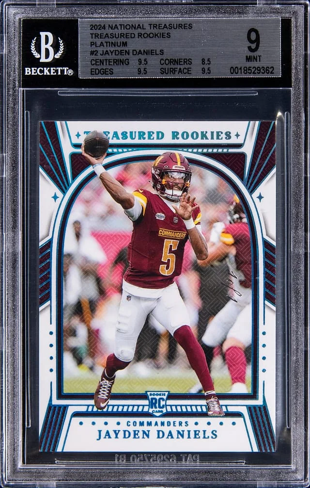 2024 Panini National Treasures Jayden Daniels Treasured Rookies Platinum #TR-JDS card image