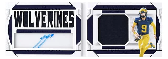 2024 Panini National Treasures JJ McCarthy Collegiate College Materials Signature #CMS-JMY card image
