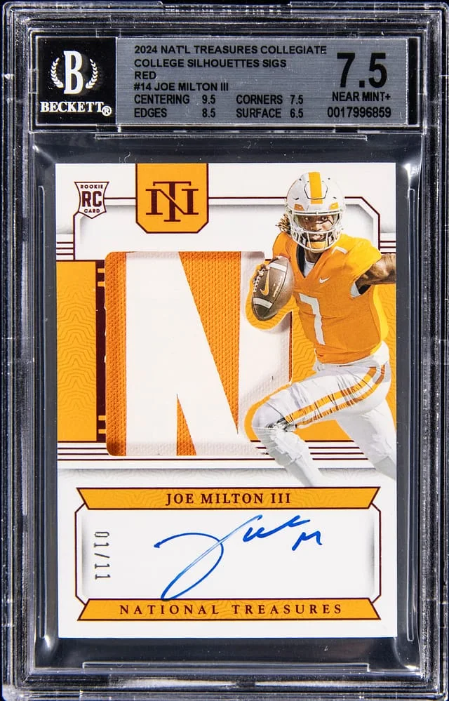2024 Panini National Treasures Joe Milton III Collegiate College Silhouettes Signatures #14 card image