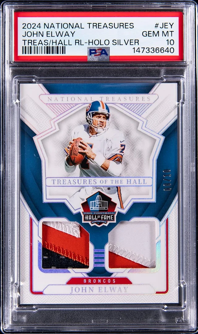2024 Panini National Treasures John Elway Treasures Of Hall Relics #TOH-JEY card image