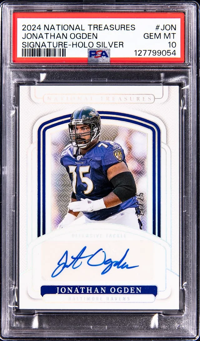 2024 Panini National Treasures Jonathan Ogden Signature Hollow Silver #JON card image