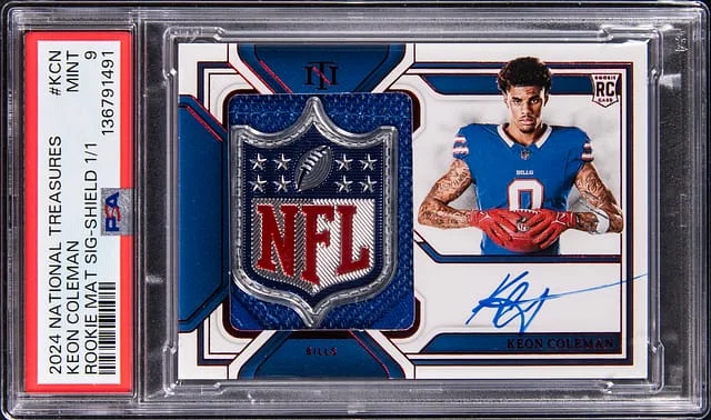 2024 Panini National Treasures Keon Coleman Material Signatures NFL Shield #RMS-KCN card image