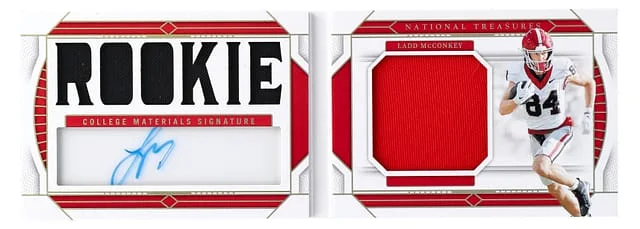 2024 Panini National Treasures Ladd McConkey Collegiate College Materials Signature #CMS-LMY card image