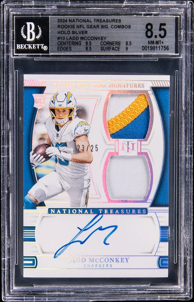 2024 Panini National Treasures Ladd McConkey NFL Gear Signature Combos #RGS-LMY card image