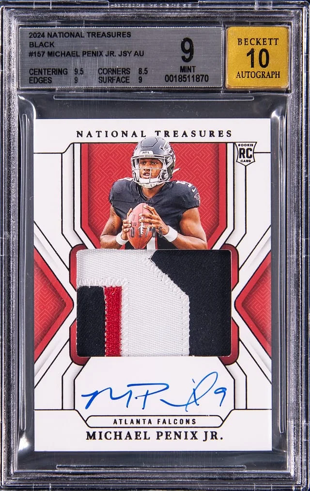 2024 Panini National Treasures Michael Penix Jr. Black Jersey Autographs #157 card image