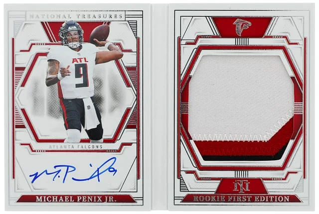 2024 Panini National Treasures Michael Penix Jr. First Edition Signatures Booklet #RFES-MPJ card image