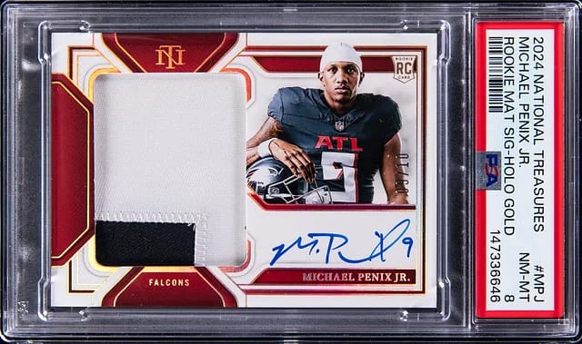 2024 Panini National Treasures Michael Penix Jr. Material Signatures Holo Gold #RMS-MPJ card image