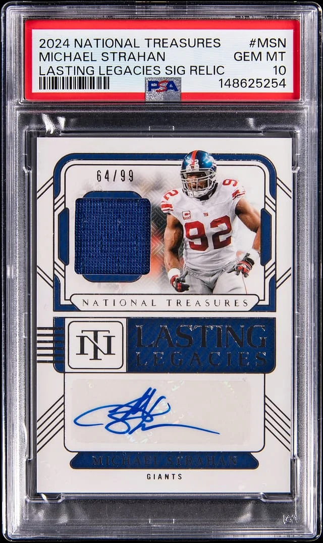2024 Panini National Treasures Michael Strahan Lasting Legacies Signature Relic #LL-MSN card image