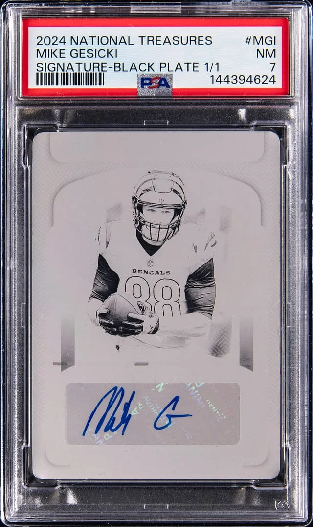 2024 Panini National Treasures Mike Gesicki Signature Black Plate #SIGS-MGI card image