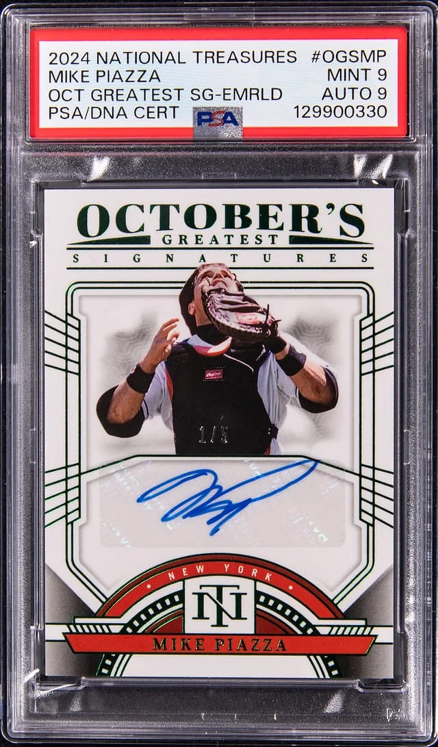 2024 Panini National Treasures Mike Piazza October's Greatest Signatures Emerald #OGS-MP card image