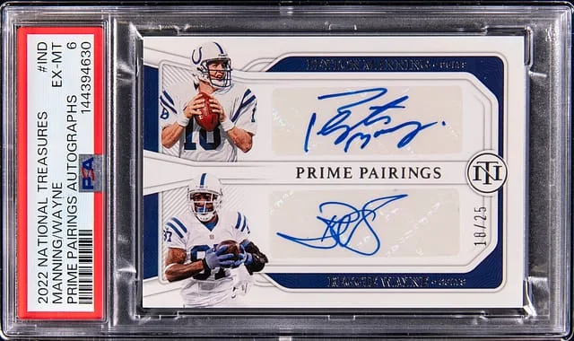 2024 Panini National Treasures Peyton Manning/Reggie Wayne Prime Pairings Autographs #PPA-IND card image