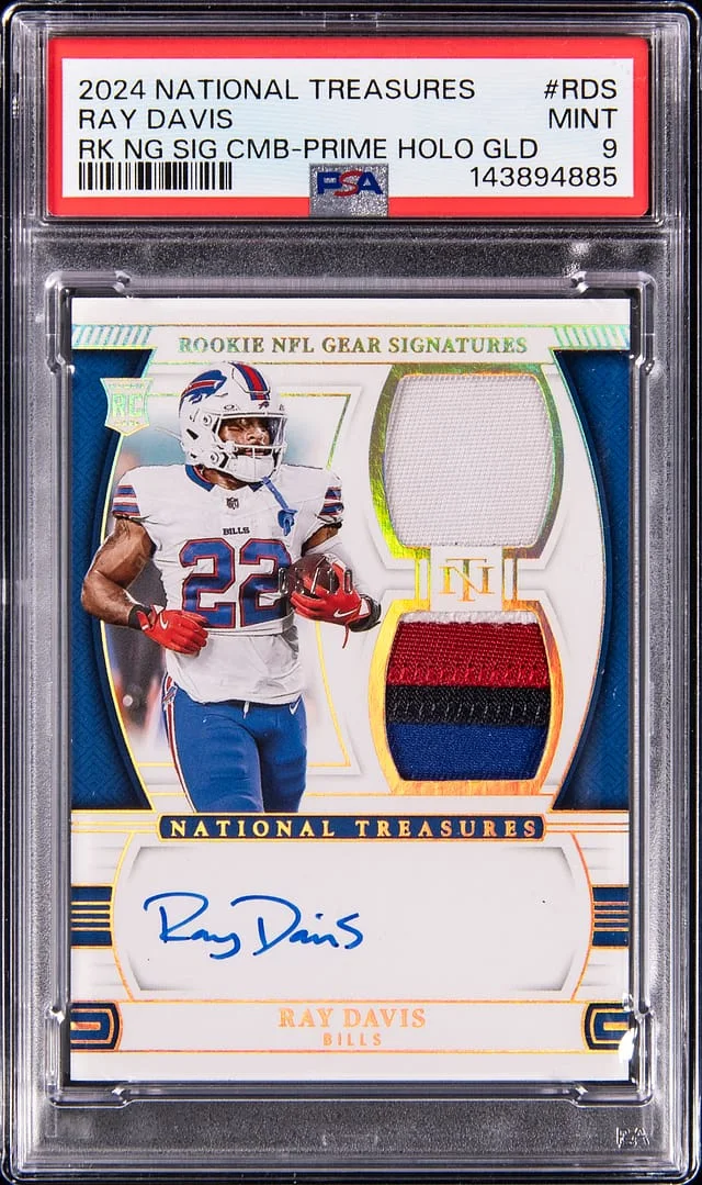 2024 Panini National Treasures Ray Davis NFL Gear Signature Combos Prime Holo Gold #RGS-RDS card image