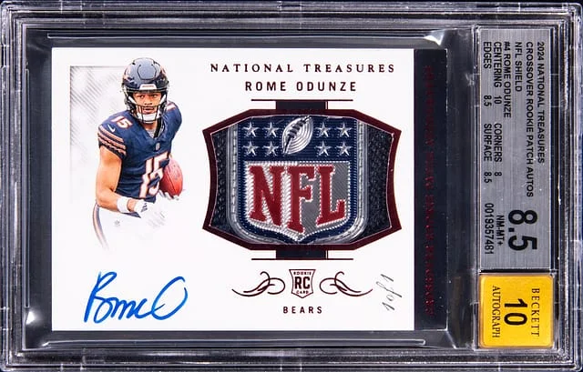 2024 Panini National Treasures Rome Odunze Crossover Patch Autographs NFL Shield #CRPA-ROE card image