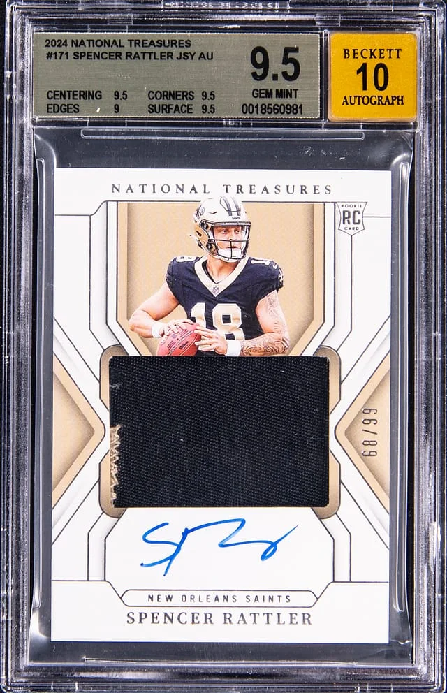 2024 Panini National Treasures Spencer Rattler Patch Autograph (RPA) #171 card image