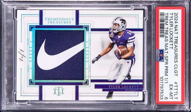 2024 Panini National Treasures Tyler Lockett Nike Collegiate Tremendous Treasures Material Super Prime #TT-TLT card image