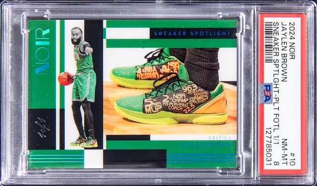 2024 Panini Noir Jaylen Brown Sneaker Spotlight Platinum FOTL #10 card image