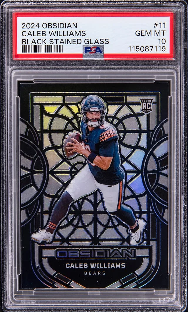 2024 Panini Obsidian Caleb Williams Black Stained Glass #11 card image