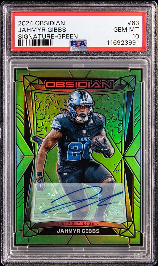 2024 Panini Obsidian Jahmyr Gibbs Signature Green #63 card image