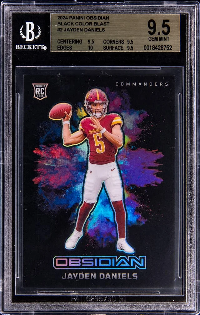 2024 Panini Obsidian Jayden Daniels Black Color Blast #2 card image