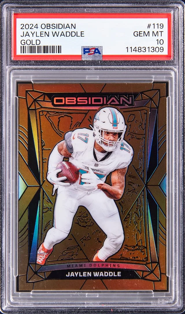 2024 Panini Obsidian Jaylen Waddle Gold #119 card image