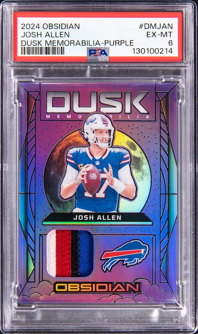 2024 Panini Obsidian Josh Allen Dusk Memorabilia Purple #DM-JAN card image